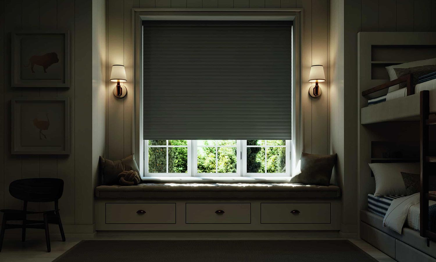 Hunter Douglas Blackout shades in a kids room