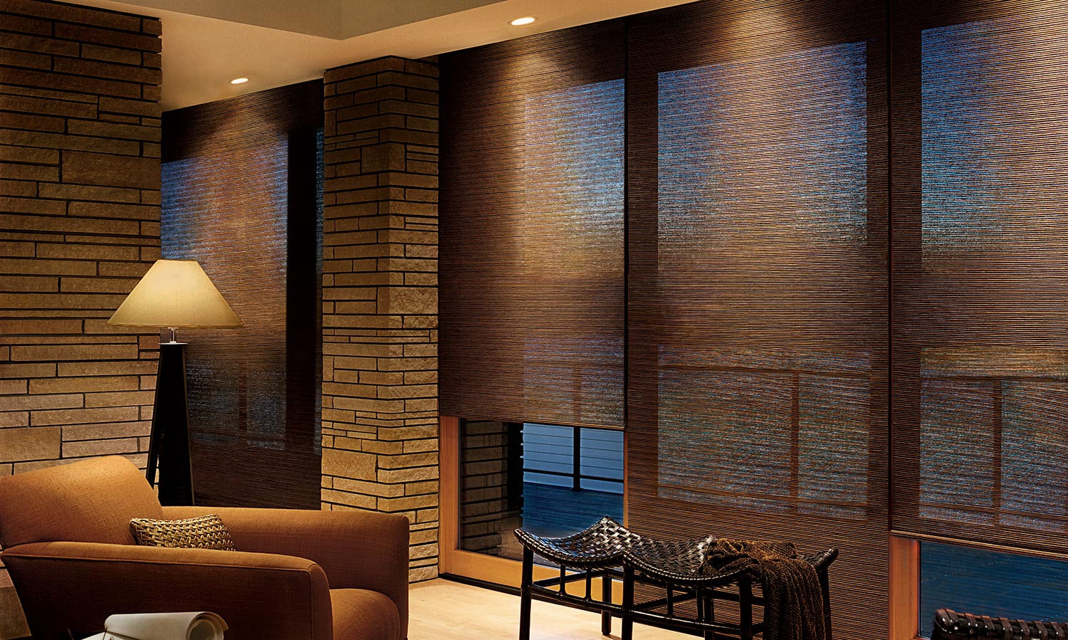 woven wooden roman shades by Hunter Douglas