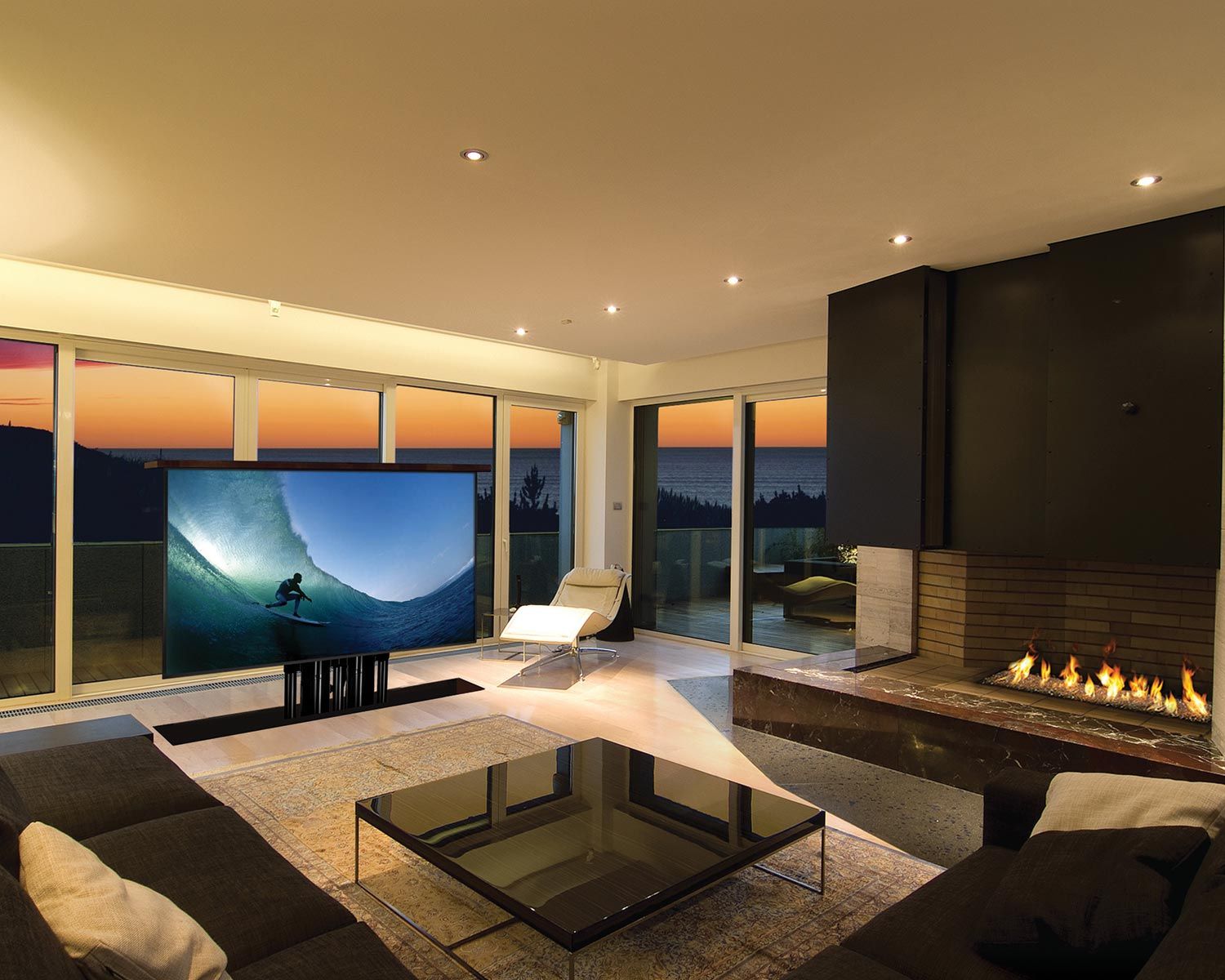 Nexus 21 Motorized lift TV in a living room